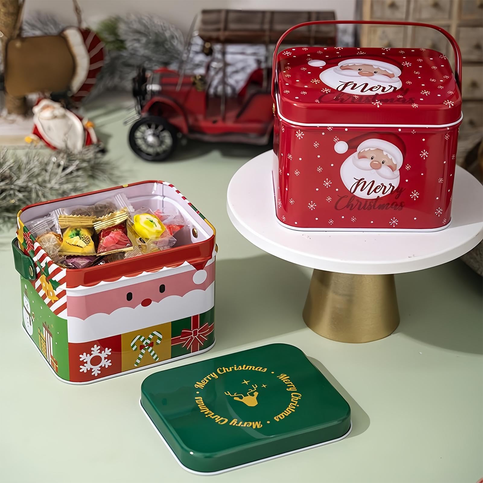 Scatole Per Dolciumi Natalizi 6 Pezzi Metallo Riutilizzabile | Contenitori Per La Conservazione Dei Biscotti Delle Feste per Bambini Famiglia Torta Spuntino Lavoretti Cioccolato Regalini