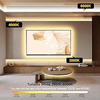 Vista 3 de COB LED Strip Light,CCT Dimmable Strips Light,2700K-6500K,9.84ft/3m,8mm Wide,CRI90+ 24V LED Strips Kit with Bluetooth APP Control/Music Mode,for