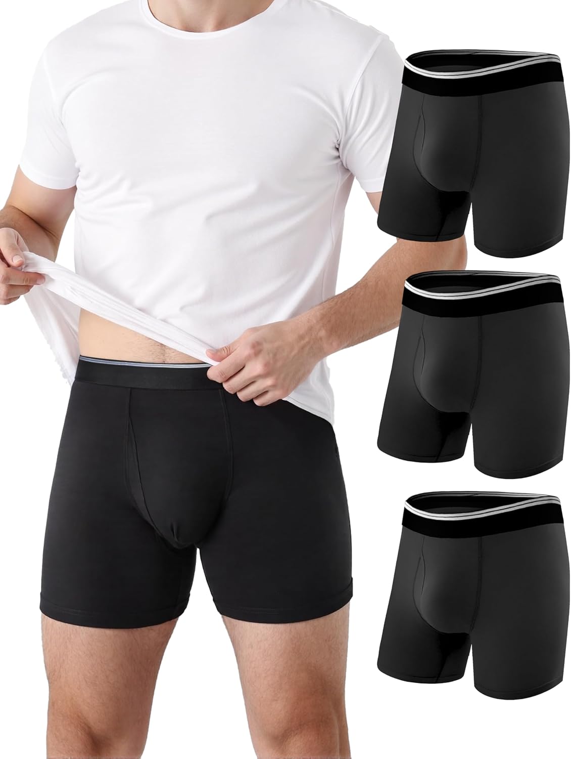 TIICHOO Incontinence Underwear for Men Washable Soft Leak Proof Boxer Briefs for Daily Bladder Leakage 3 Pack