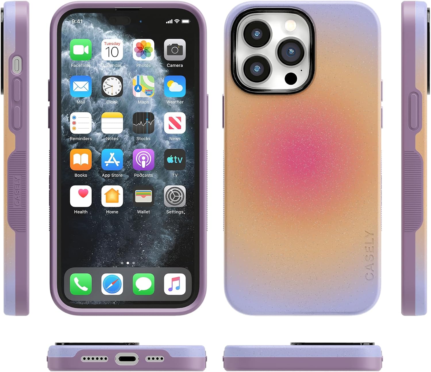Casely iPhone 14 Pro Max Case | Sunset Halo | Rainbow Aura | Bold Protective Design | MagSafe Compatible Design