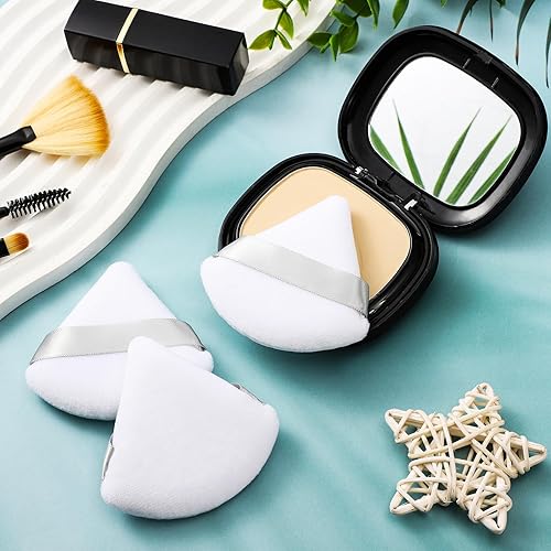 Miniatura 3 de Suclain 48 esponjas triangulares de terciopelo suave para maquillaje en polvo de cara, esponjas triangulares para base cosmética húmeda y seca,