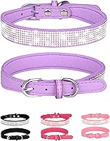 Vista 21 de Collar de perro para perros pequeños, collares ajustables de cuero de gamuza para perro, collar de perro rosa para gato, collar de perro