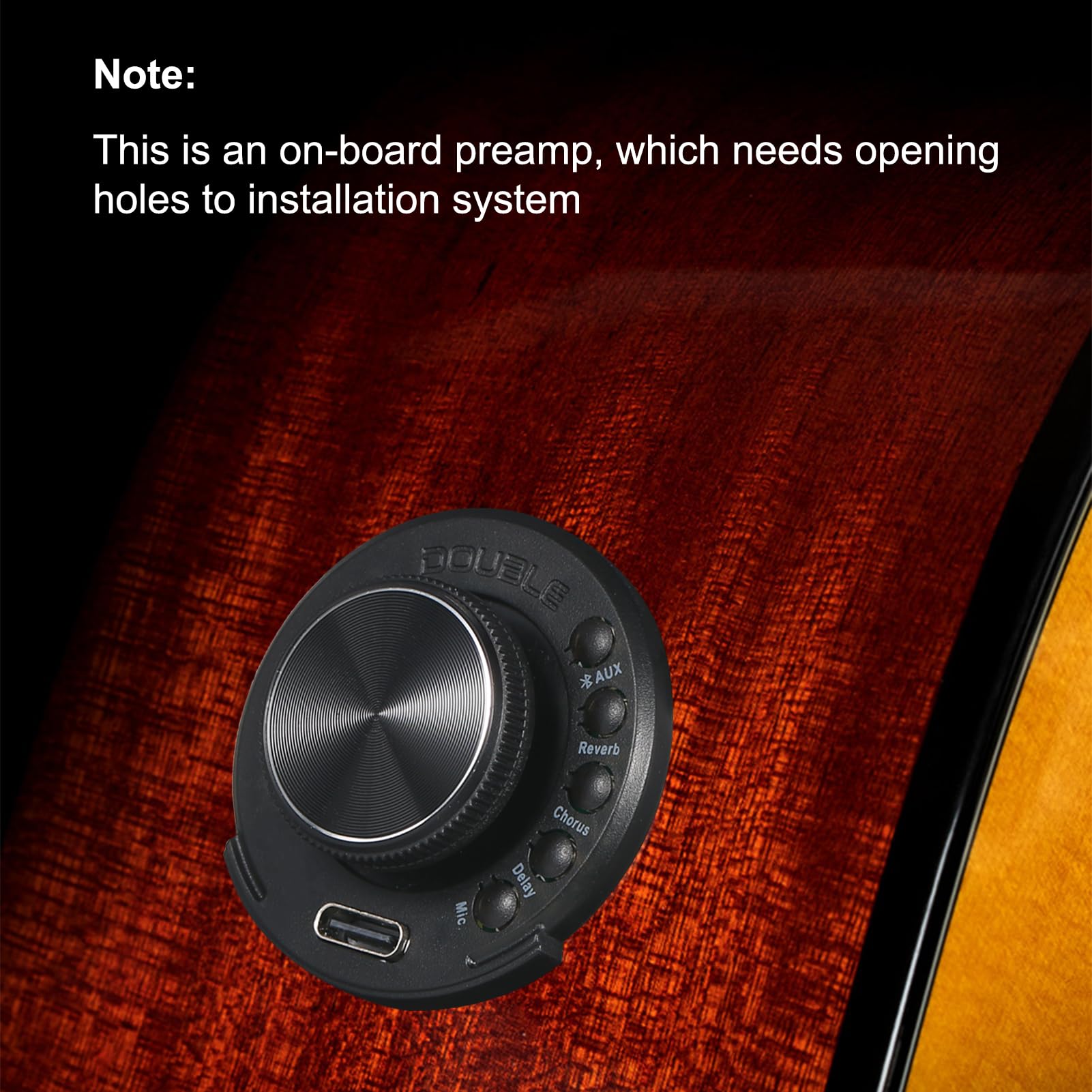 Btuty OS1 Resonanz-Tonabnehmer, eingebauter SFT-Vorverstärker, Trans-Gitarrenvorverstärker der gleichen Frequenz mit Reverb Chorus Delay, wiederaufladbarer Akku