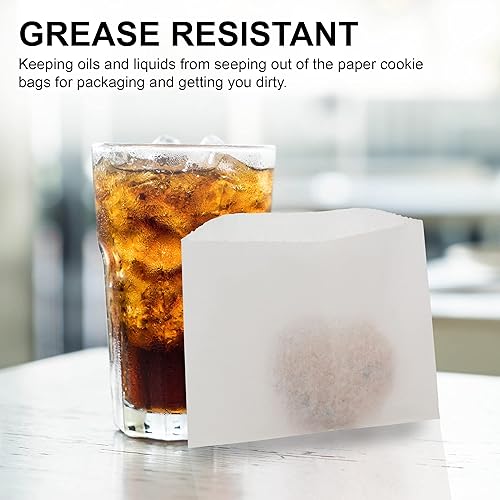 Miniatura 4 de MT Products Bolsas de papel de cera  Bolsas de papel de panadería de 6 x 4.5 pulgadas  Bolsas de galletas resistentes a la grasa  Bolsas de papel