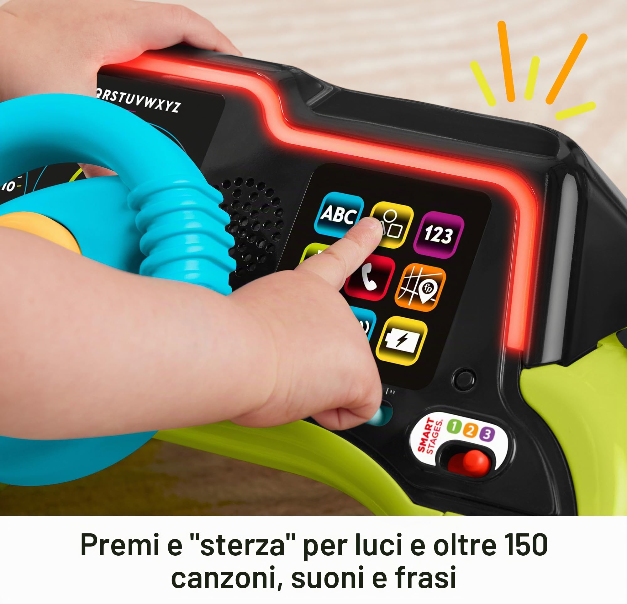 Fisher-Price Baby & Toddler Learning Toy Laugh & Learn Sit & Steer Driver Centro attività auto con fasi intelligenti per bambini dai 6 mesi in su