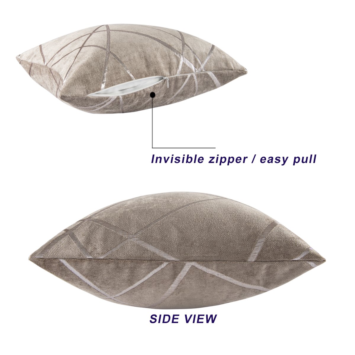 GIGIZAZA Copricuscini 65x65 cm Decorativi Ciniglia Federe Cuscini Quadrate per Cuscino per Divano Camera da Letto 2 Pezzi Marrone
