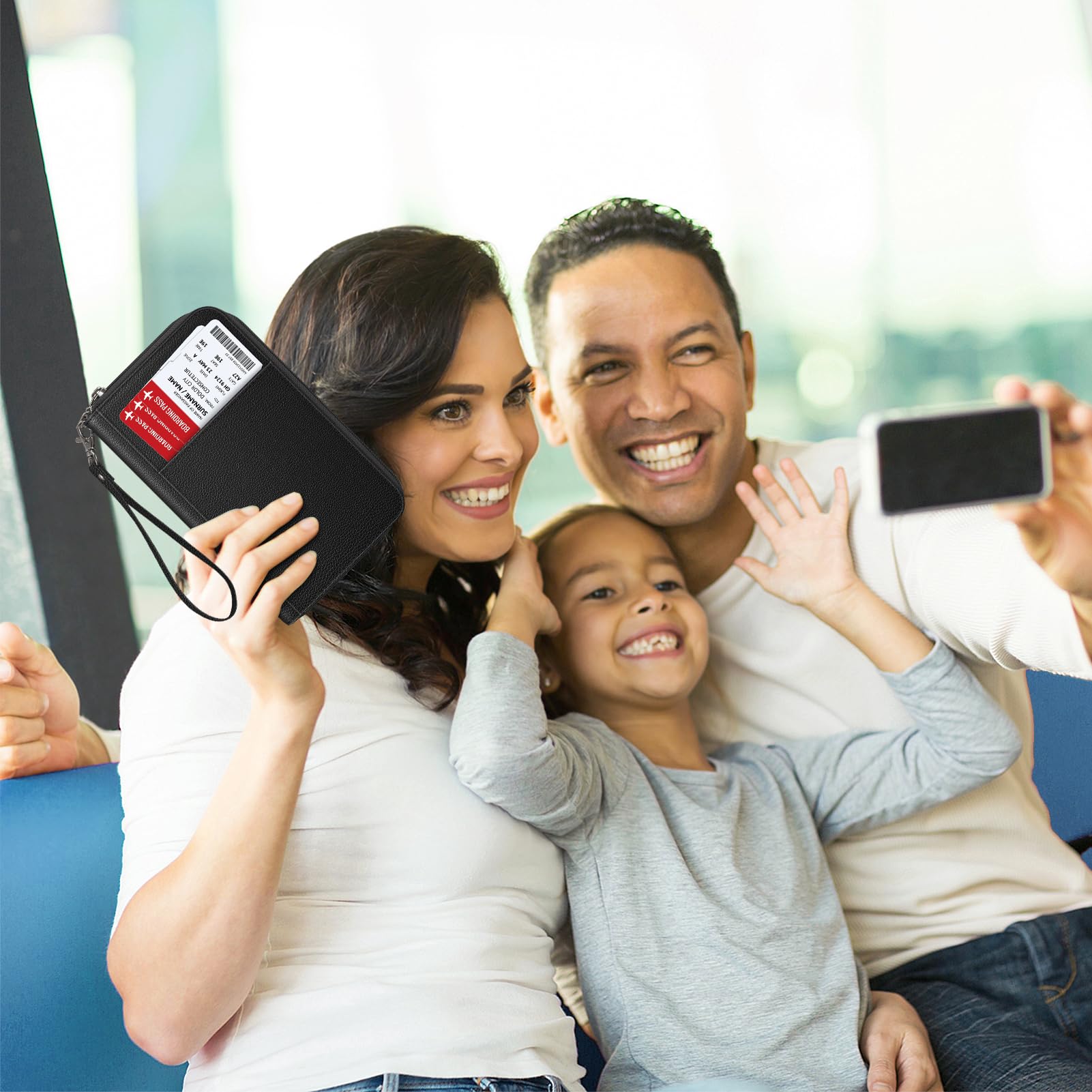 FINTIE Passport Holder Travel Wallet for Family, RFID Blocking Travel Document Organizer Clutch Bag for Passports, Business Cards, Credit Cards, Boarding Passes