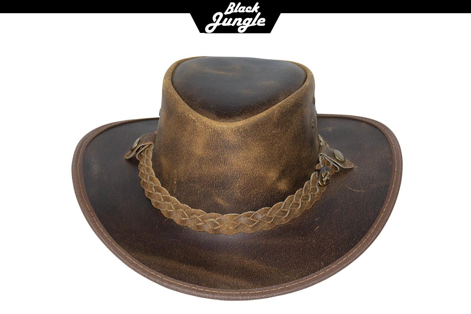 Black Jungle Bulat Sombrero de Piel, Sombrero del Oeste de Australia, Sombrero de Vaquero Bronceado