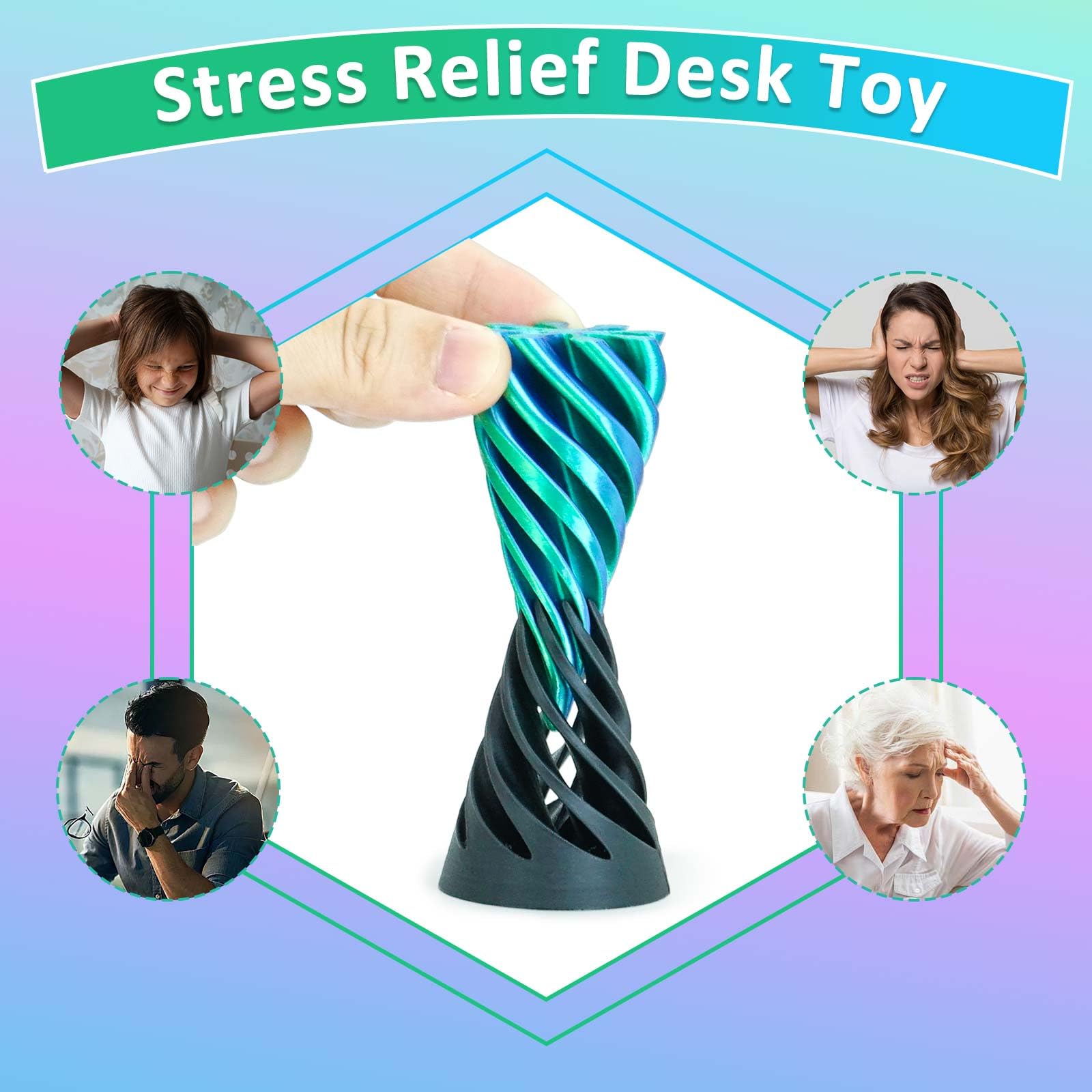 DILYUPE Cône Impossible (Lot De 3) : Jouet Fidget 3D En Spirale, Sculpture Pyramidale Passthrough Anti-Stress Et Déco De Bureau Pour Enfants & Adultes