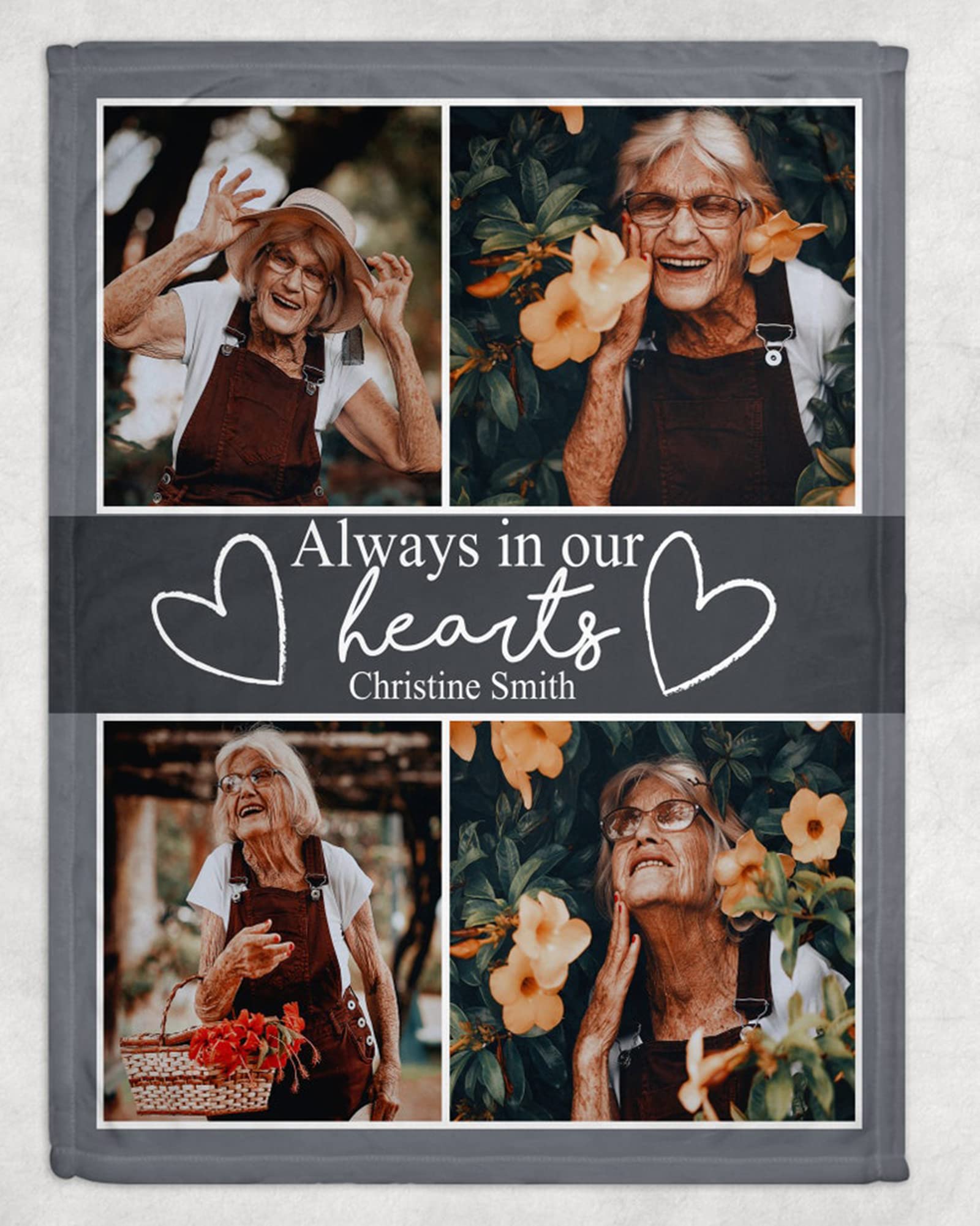 gue Personalised Photo Collage Blanket, Memorial Gift, Personalised Fleece Blanket (130x150cm)