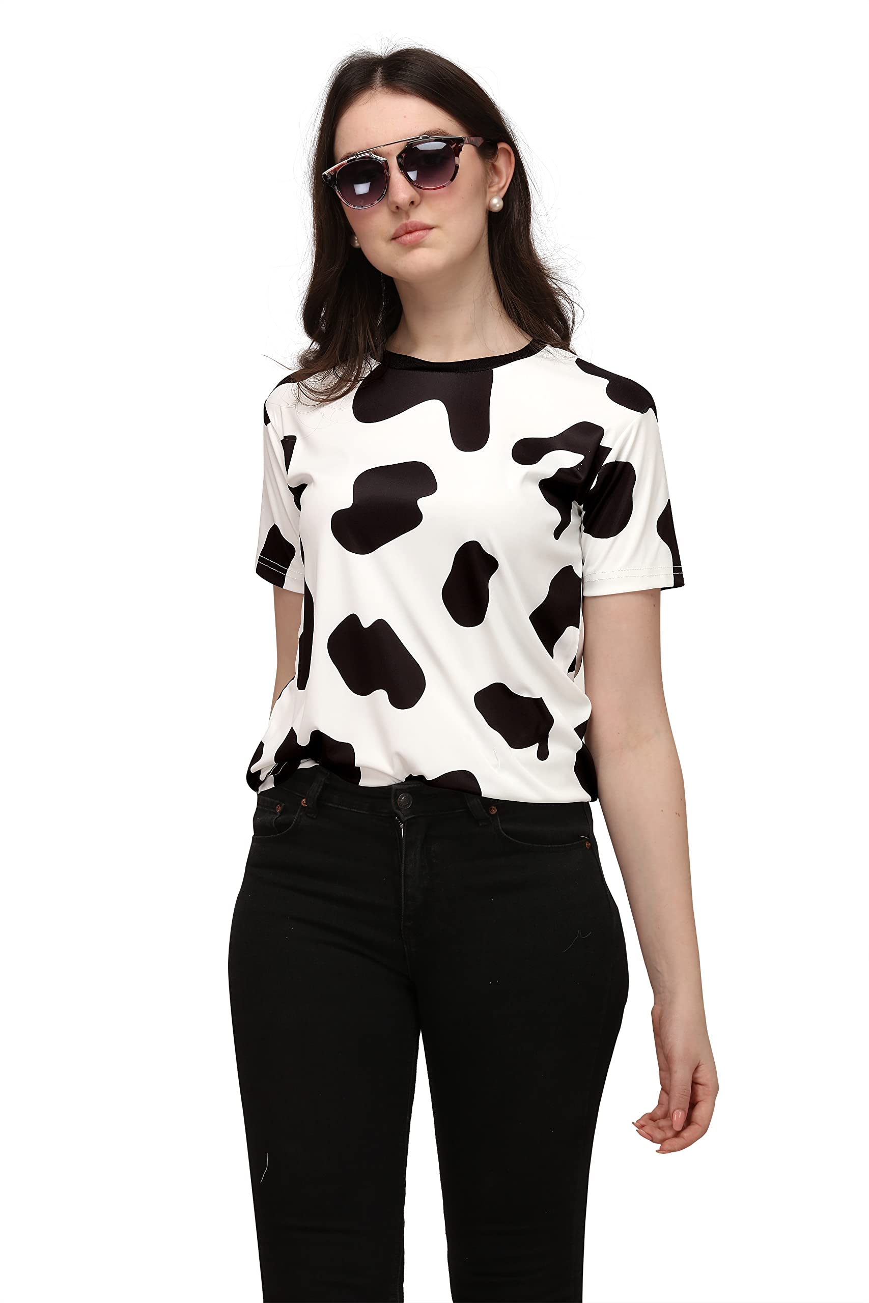 SHRIEZBOM Tshirt Over Size Lycra Printed Round Neck T-Shirt with Half Sleeves for Woman/Girls…