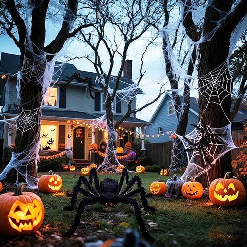 Miniatura 5 de UMEELR 6 arañas grandes de miedo para decoraciones de Halloween, accesorios de araña falsa peluda negra para interiores y exteriores, patio, casa,