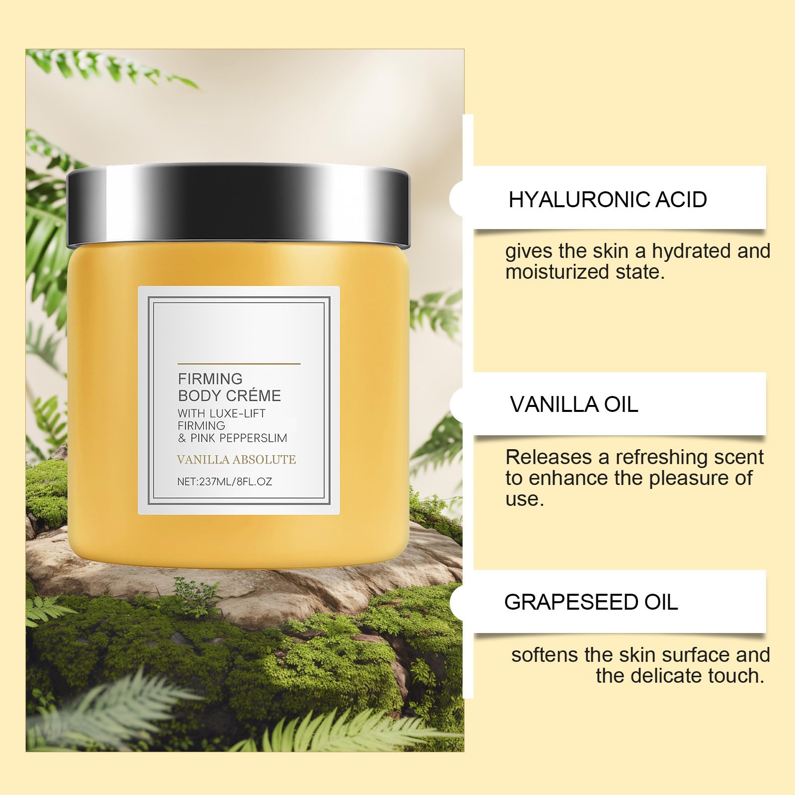 Straffende Und Straffende Körpercreme, Vanille-Körperlotion Mit Luxuriösem Straffungskomplex Und Rosa Pfefferextrakt, Pflegt Trockene Haut Und Sorgt Für Sichtbar Straffere Haut (4pcs)