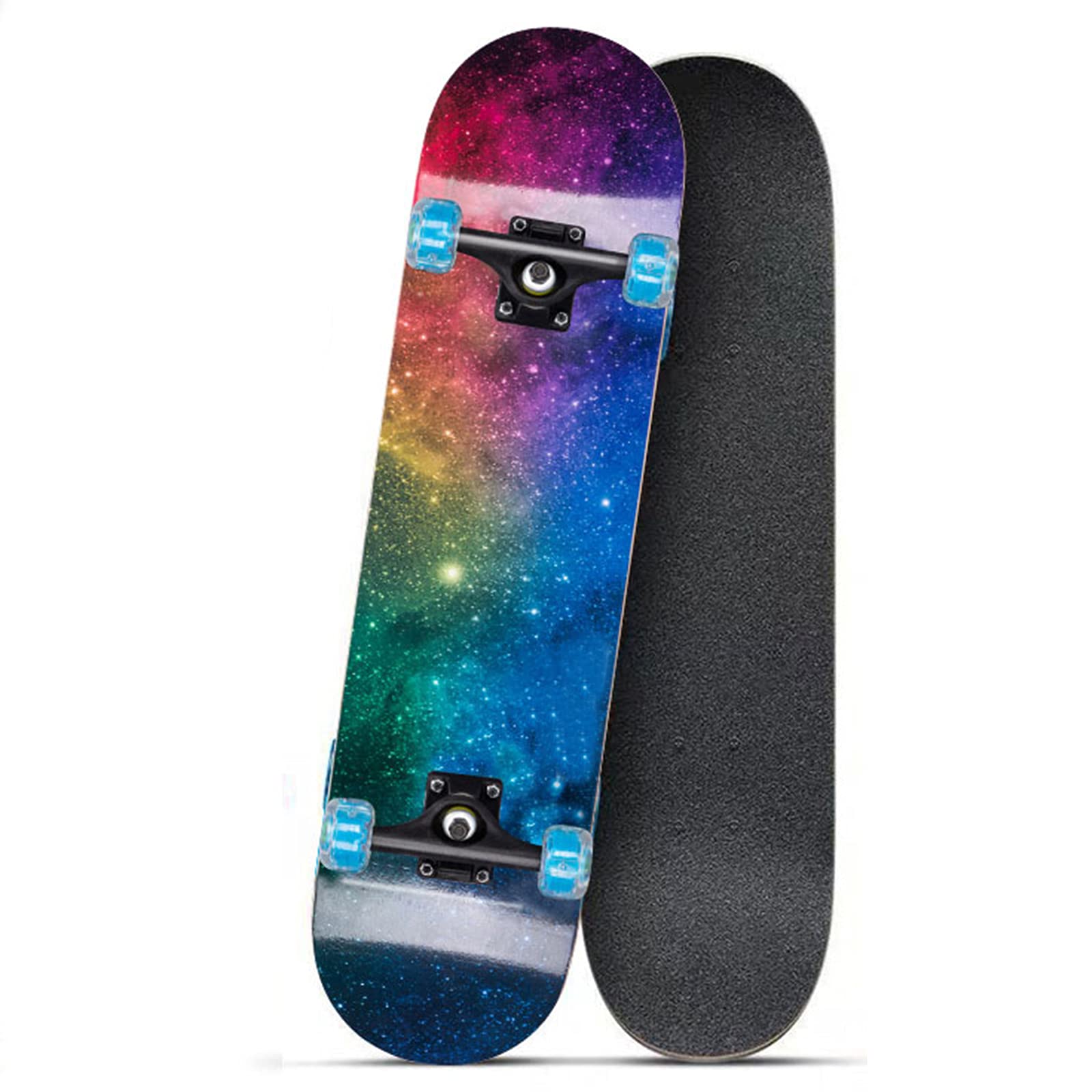 Skateboard Intermitente de 31 Pulgadas con Ruedas LED de Colores, Monopatín de Cubierta de Madera de Arce Canadiense de 9 Capas para Niños,Niñas,Adolescentes,Adultos,Principiantes