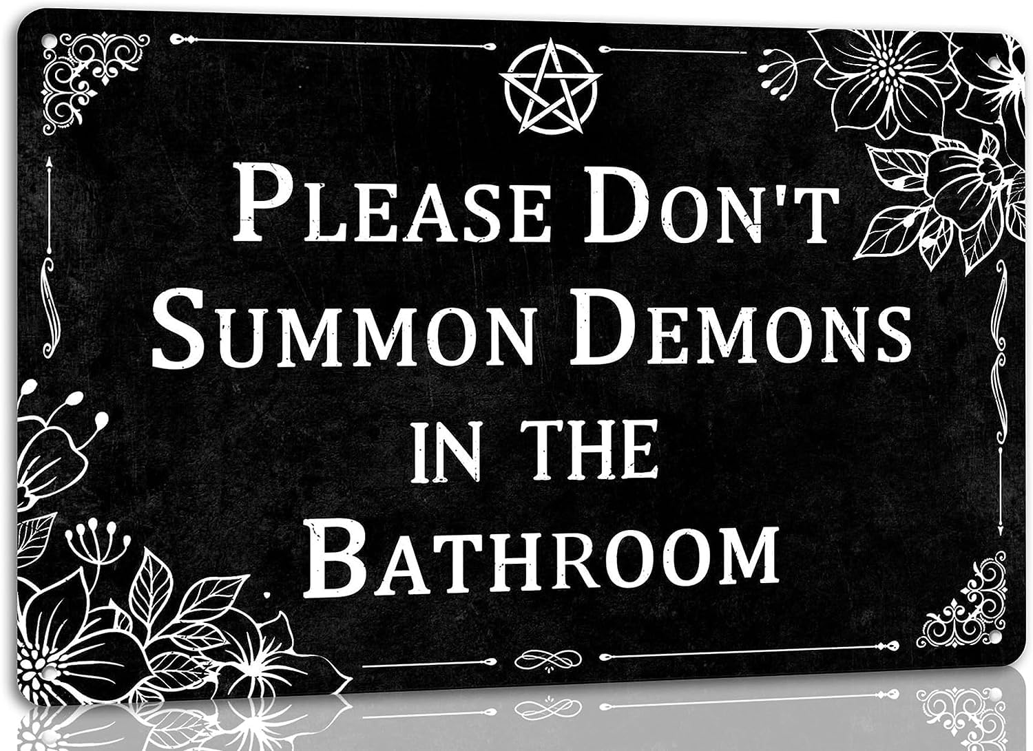 Yunking Halloween Sign 13 Please Don't Summon Demons In The Bathroom Metal Tin Sign Vintage Wall Halloween Decoration Home Kitchen Farmhouse Decor Retro Poster 8X12 Inch