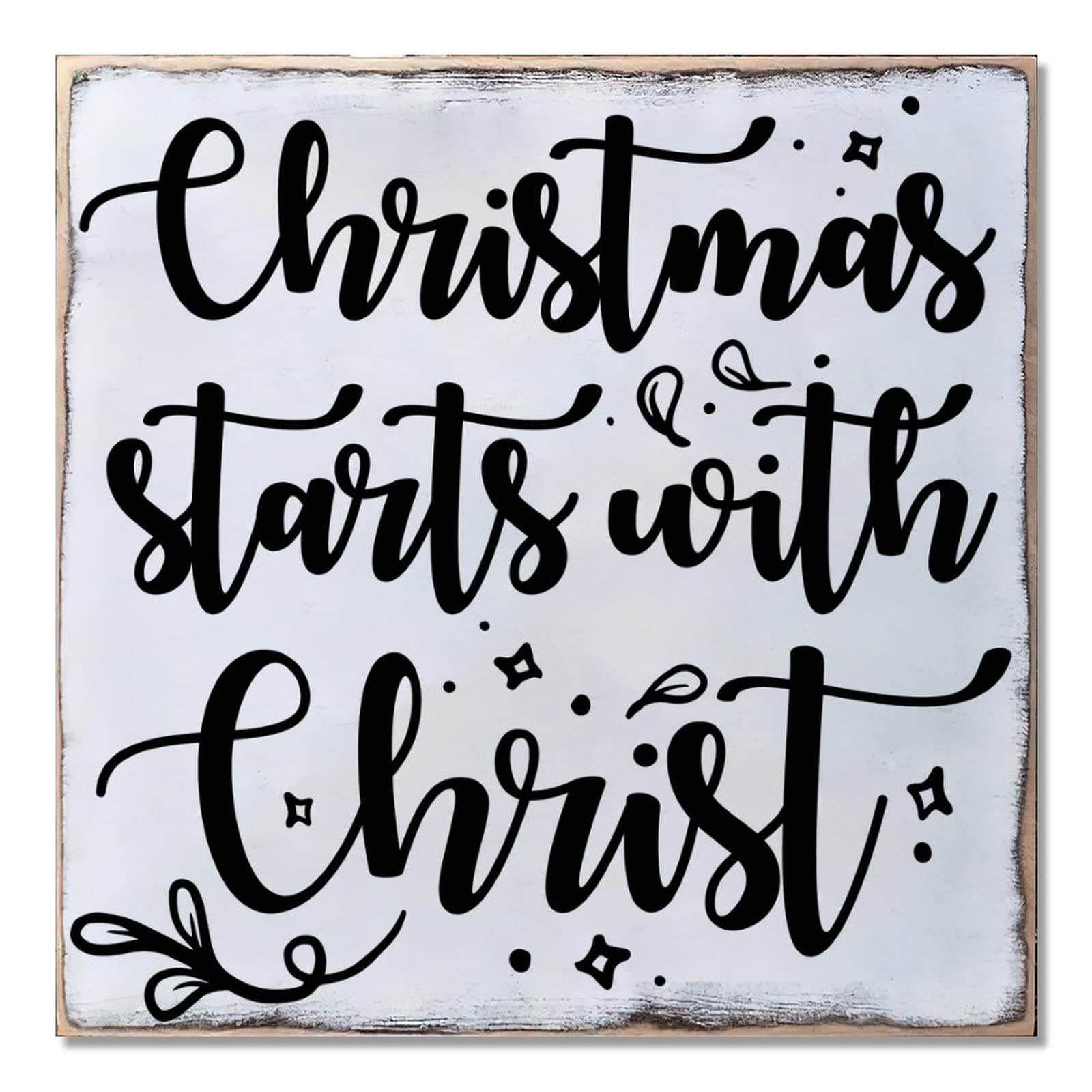 Panneau de Noël en bois de porte Christ grand format extérieur intérieur 40 x 40 cm