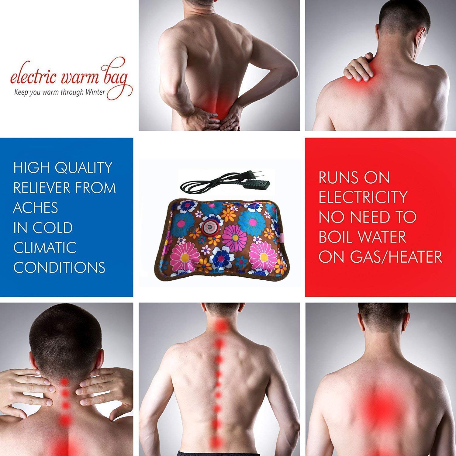 DEBIRE Hot Water Bag Electric Heating Pads for Body Pain Relief - Multicolored and Design (1) 4