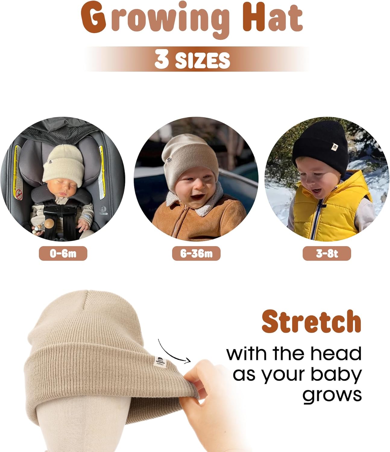 FURTALK Baby Beanie Knit Winter Hats 3 Pack for Infant Toddler Kids Skull Caps - Image 5