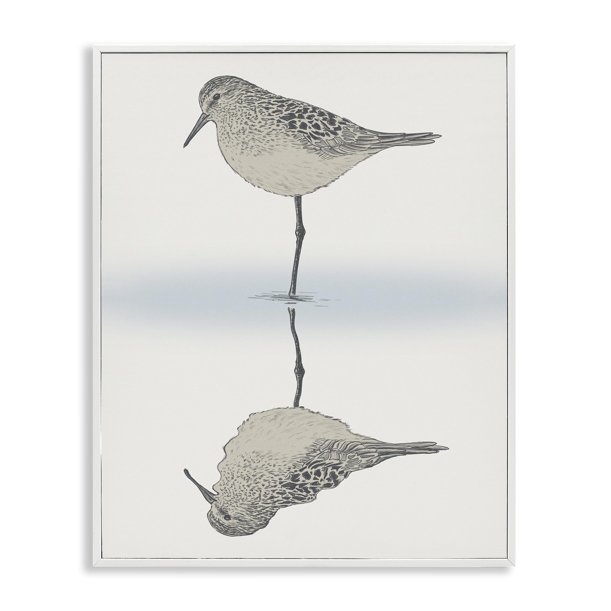 Stupell Industries Tranquil Sandpiper Bird Reflection Shallow Beach Shoreline Framed Wall Art, Design By Ziwei Li
