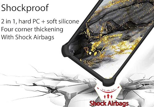 Miniatura 2 de Nokia C110 - Funda compatible con Nokia C110 N156DL (policarbonato duro + silicona suave), soporte de anillo, purpurina dorada y luminosa, JSH-HDL