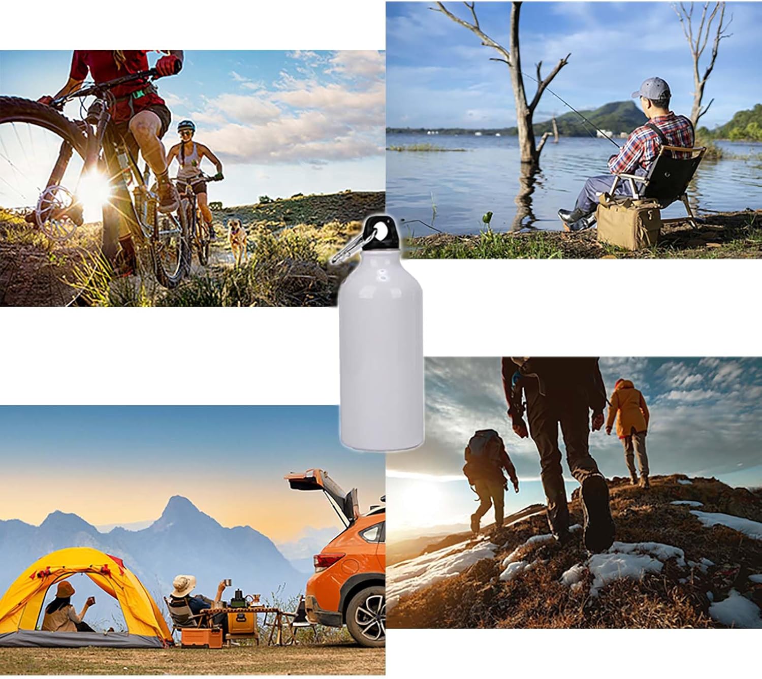 50 Pcs White Sublimation Aluminum Water Bottle 20 oz, Mug with Sublimation Coating and Safety Lock, Travel Bottle for Hiking, Gym and Daily Use