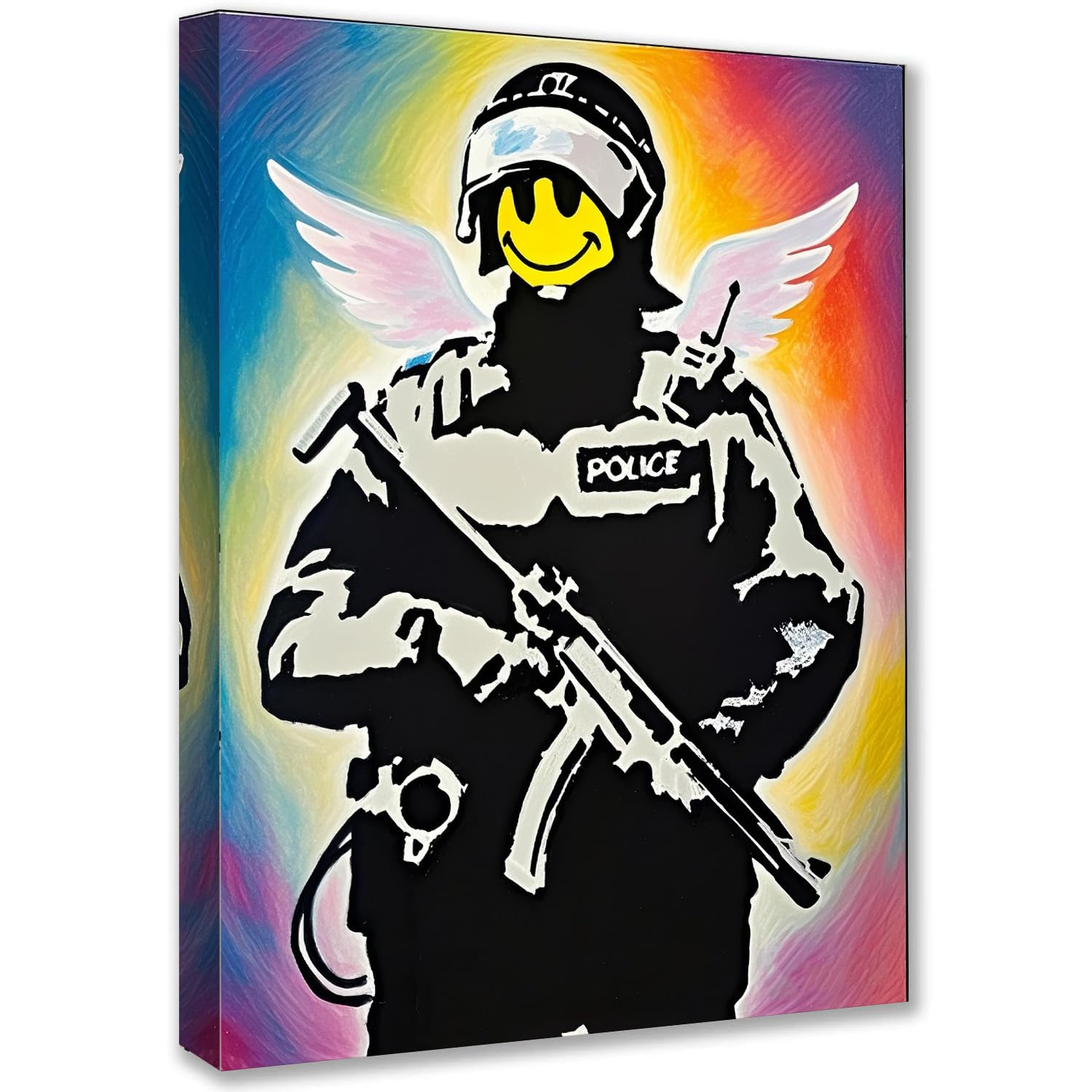 Banksy Canvas Wall Art - Framed Large Canvas Wall Art (30x40cm Wood Frame), Street Art Graffiti Painting for Living Room, Pictures for Living Room & Bedroom Mural, Ready-to-Hang Wall Canvas Decor