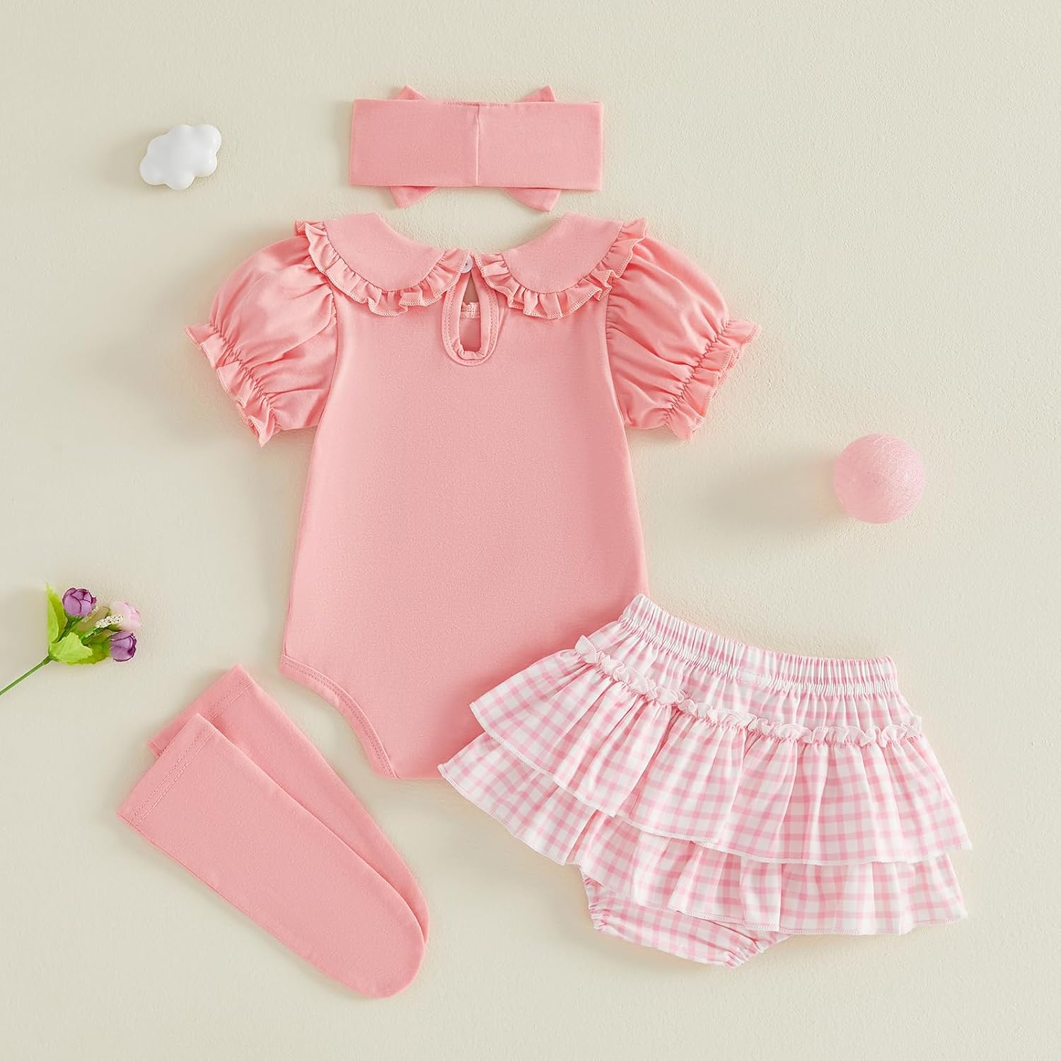 BeQeuewll Newborn Baby Girl Summer Clothes Infant Little Girl Soccer Outfit Romper+Tutu Skirt 4Pcs Set Cute Baby Dress