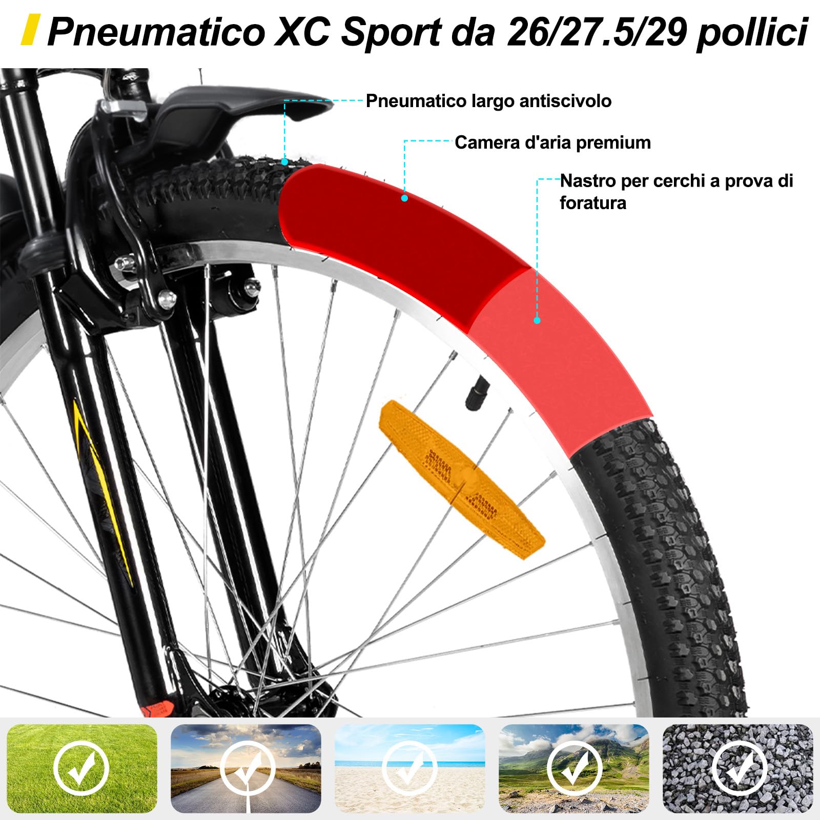 Hiland Mountain Bike 26/27,5 Pollici, 18 Marce Mountain Bike, Freni V-Brake, MTB per Uomini e Donne, Adulti, Colore Nero/Blu/Grigio