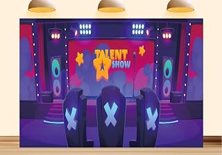9X6ft Fabric Talent Show Setup in Big Hall Backdrop Cartoon Contest Stage Skill Competition Event TV Program Background for Talent Show Decorations Party Banner Photo Booth Props