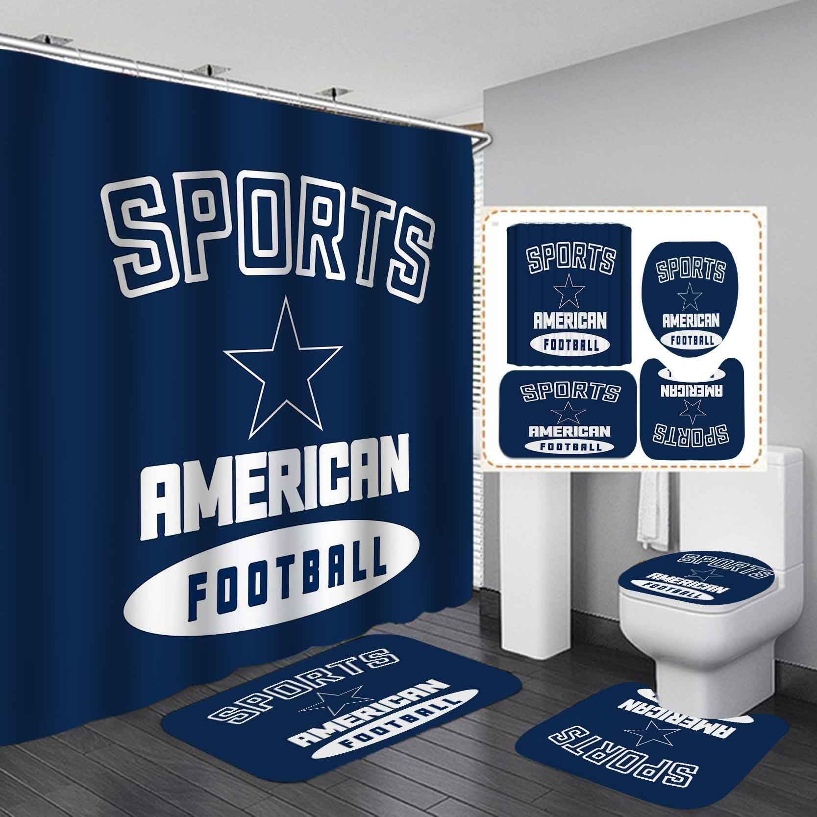 Camille&Andrew 4PCS/Set Navy Blue White Texas Star Shower