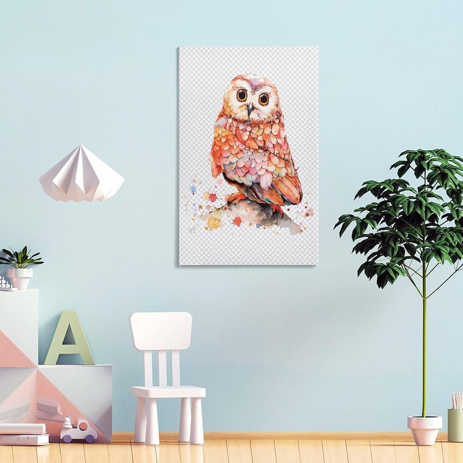 フクロウ色絵ポスター かわいいフクロウポスター 壁飾り キャンバス 印刷 ポスター バスルーム 寝室装飾 絵画 油彩画 ウォールアー