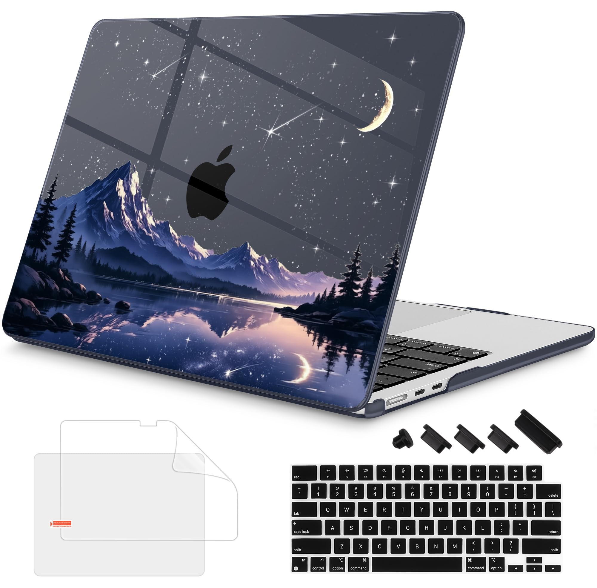 Mektron for 2026/2025/2024/2023 MacBook Air 15 INCH M5 A3448 /M4 A3241 /M3 A3114 /M2 A2941 Case, Printed Plastic Hard Shell Cover with 15.3" Liquid Retina Display Touch ID, Starry Night