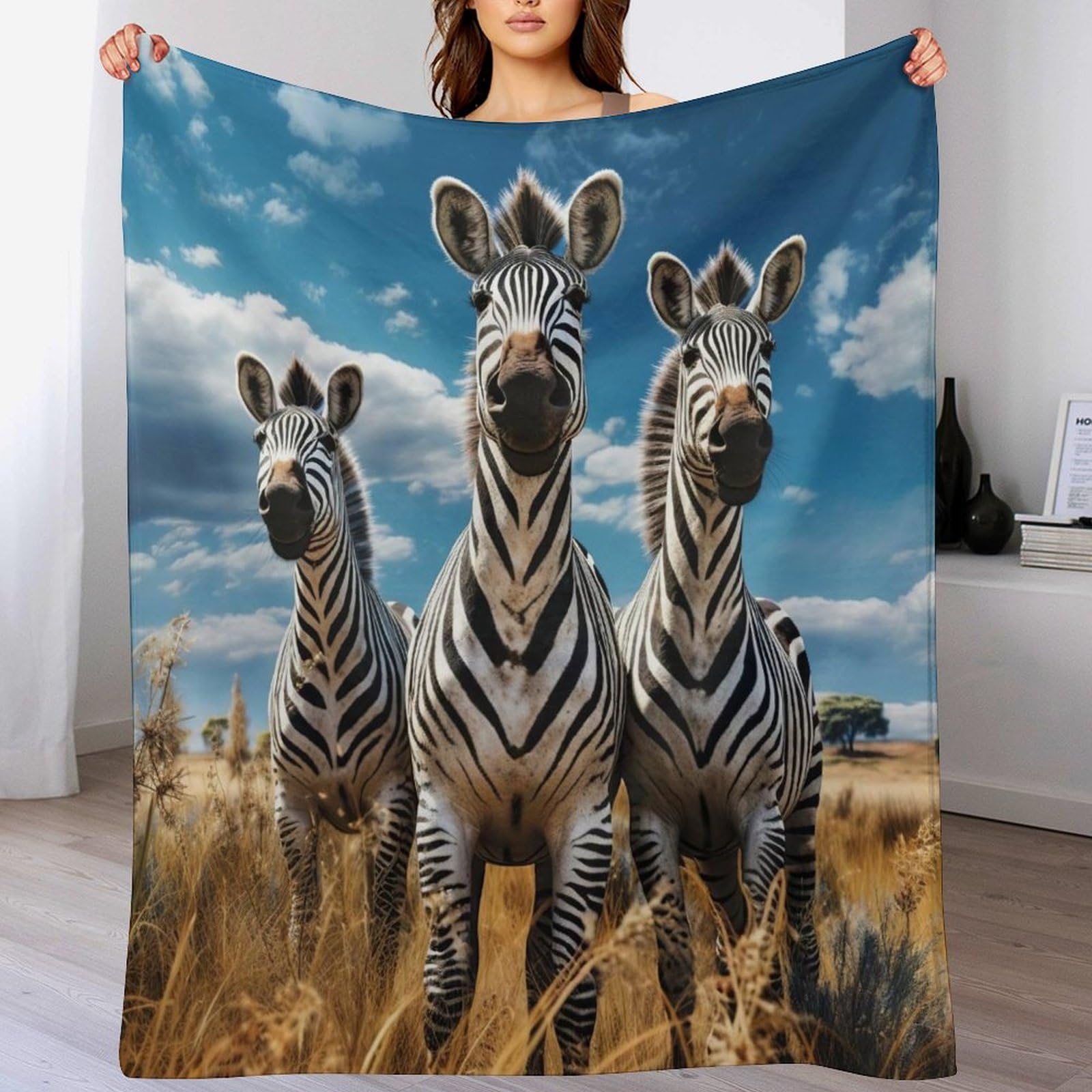 Couverture chaude zèbre pour soirées cocooning confortables au salon
