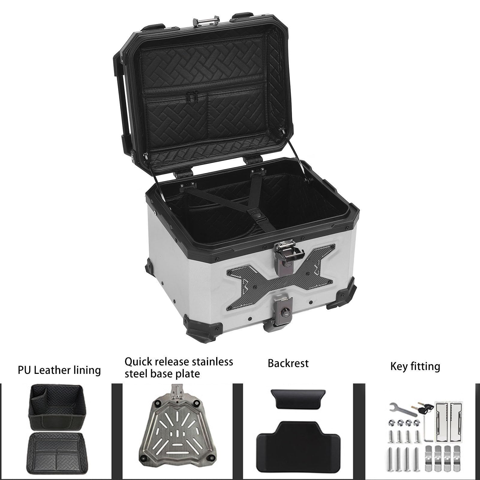 Shockproof Motorcycle Trunk Aluminum Alloy 45L Top Case for