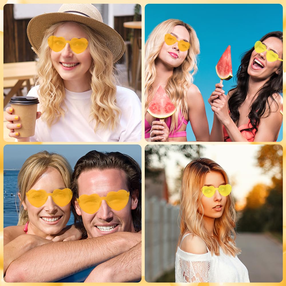 QEYMN Heart Sunglasses, Yellow Heart Sunglasses, 2 Pack  display picture 3