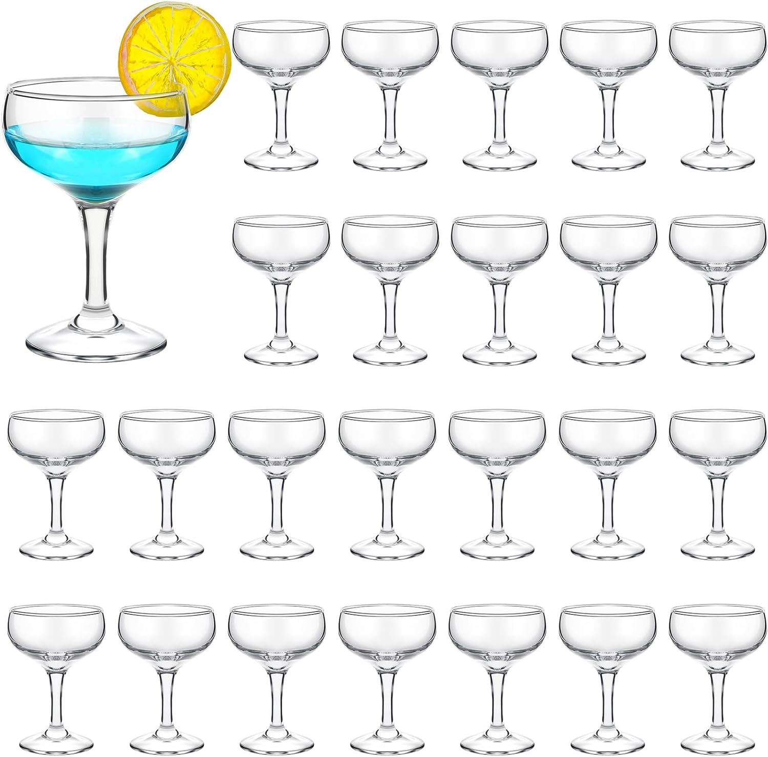 Weewooday Coupe Glasses 4.6 oz Champagne Glasses Bulk Cocktail Glasses Set Gifts Martini Glasses Margarita Glasses Daiquiri Glasses for Home, Restaurants, Bar and Parties (24 Pcs)