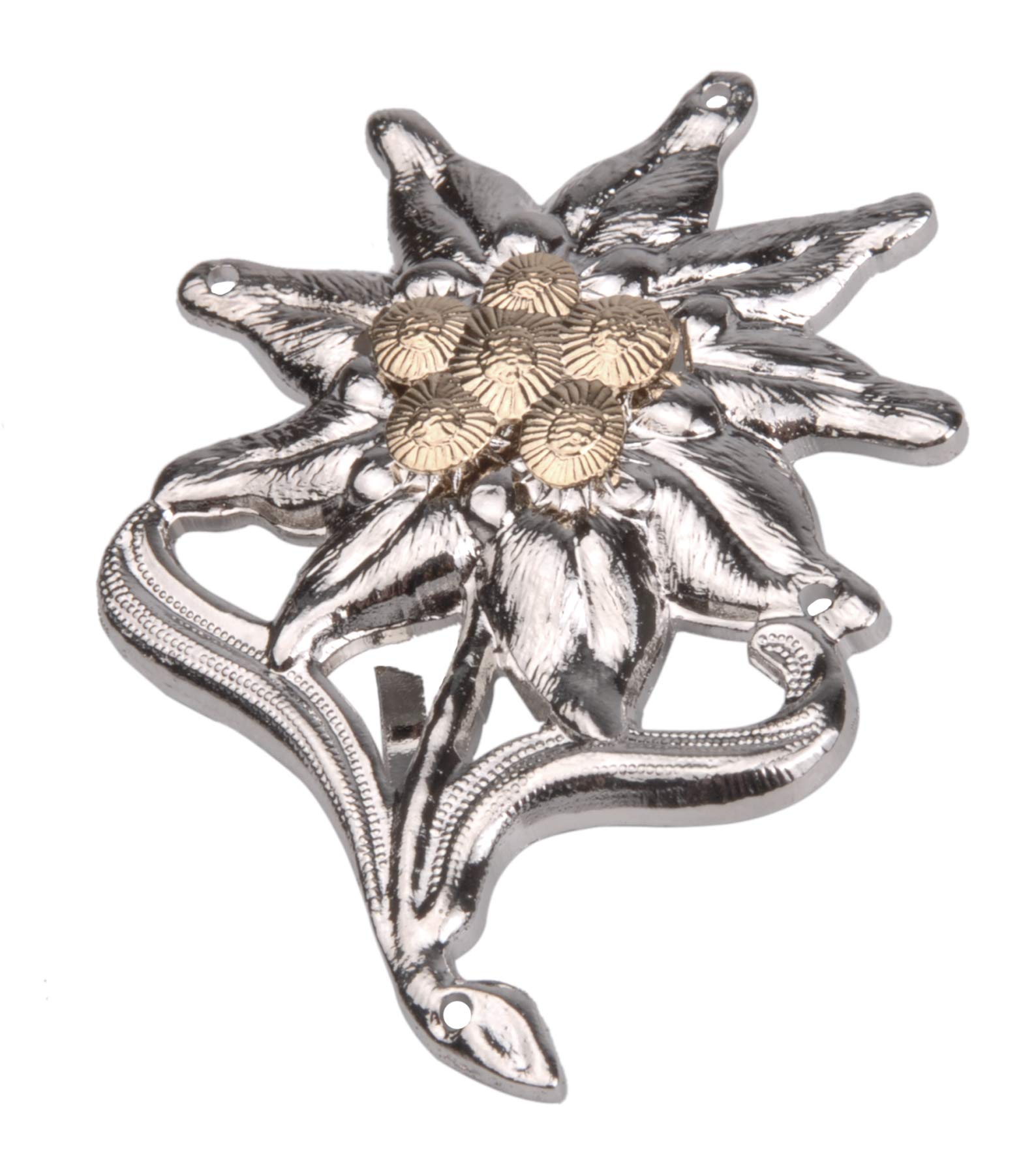 WWII GERMAN OFFICER EDELWEISS MOUNTAIN METAL CAP BADGE INSIGNIA