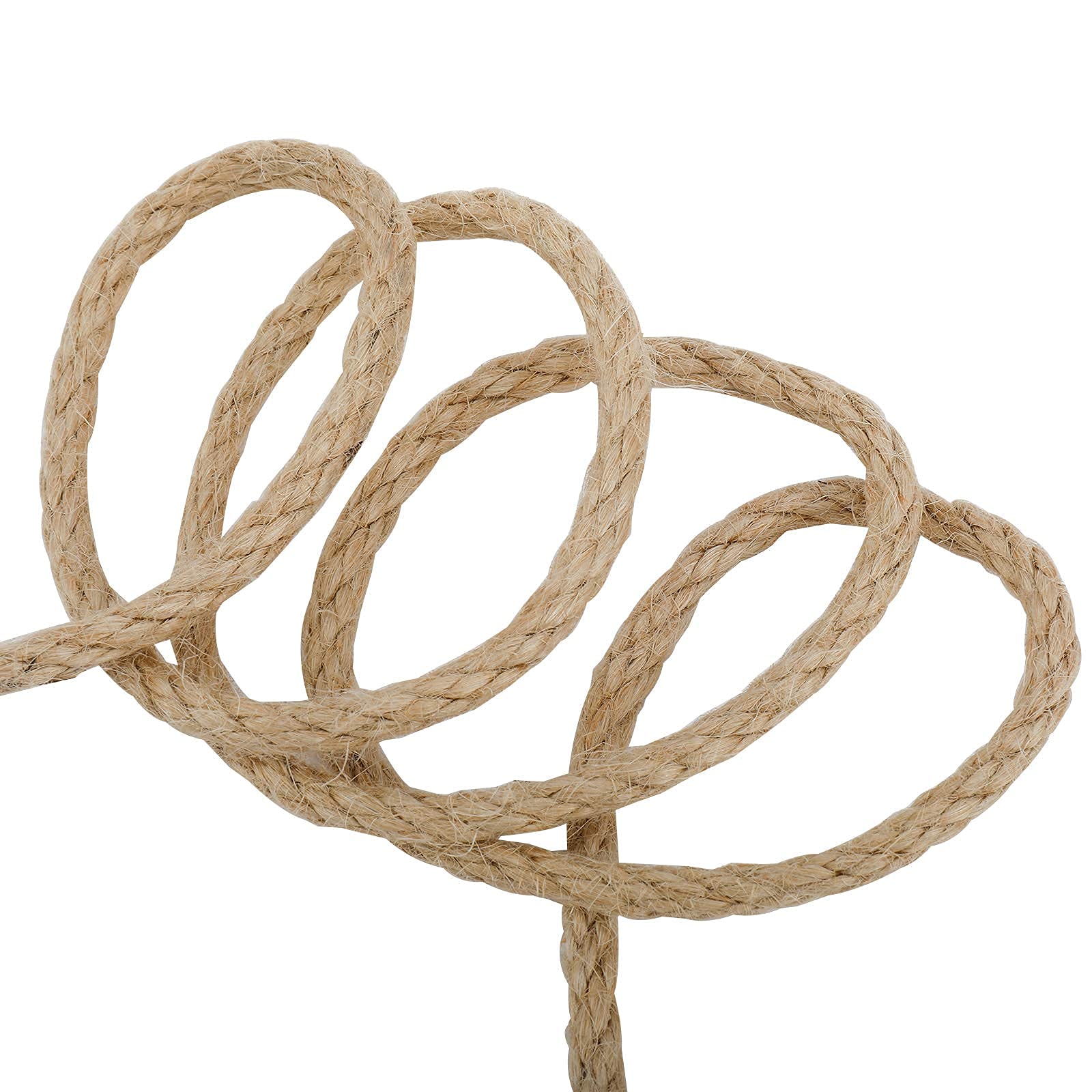 PetierWeit Natural Jute Twine Hemp Rope 164 Feet 6mm(1/4 Inch) Hemp Rope Soft Durable Rope Without Nasty Chemical Smell Excellent for Ribbon Wrap and Other Crafts Accessory: 164FT 6mm