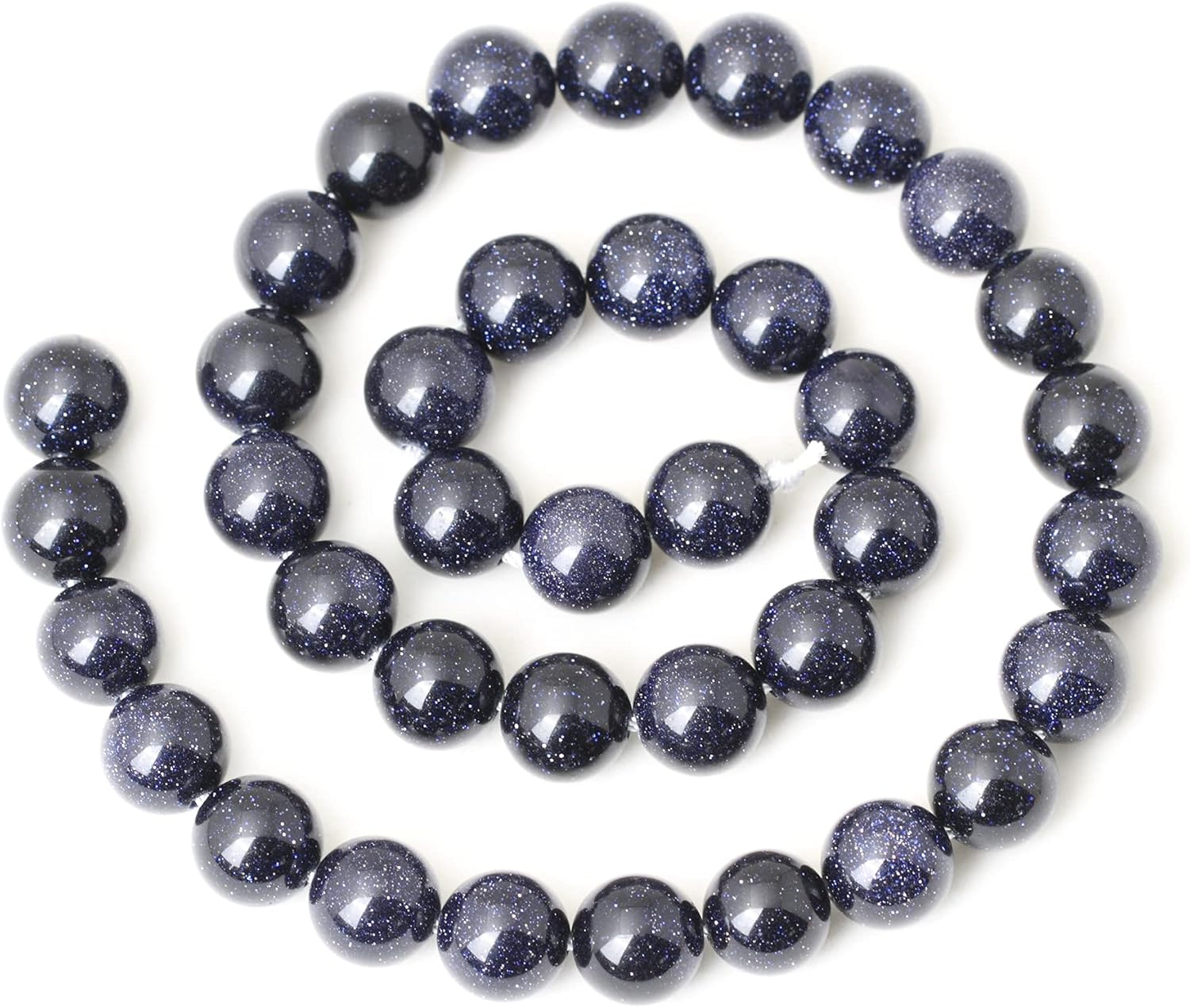 35PCS 10mm Natural Blue Sandstone Gemstone Round Loose Beads Stone Beads for Jewelry Making DIY Findings 1 Strand 15" - Image 2