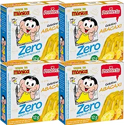 4 Gelatina Em Pó Zero Açucar Sabor Abacaxi 12g