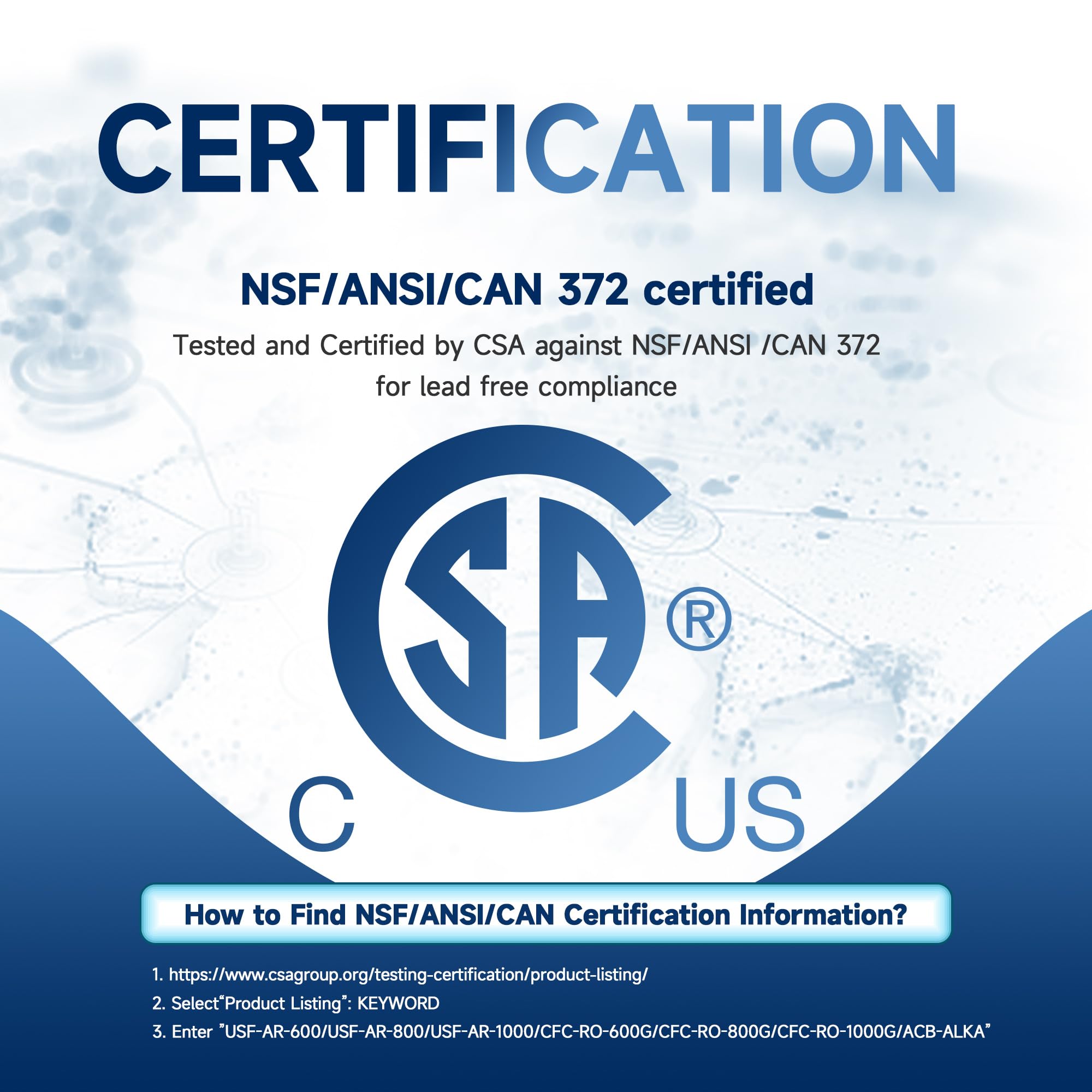 AQUALTRA CFC-RO-1000G Filtro RO repuesto para USF-AR-1000 Sistema de ósmosis inversa bajo fregadero, vida útil 24–36 meses – alto caudal 1000 GPD, relación 3:1 ahorradora de agua, elimina hasta el 99%