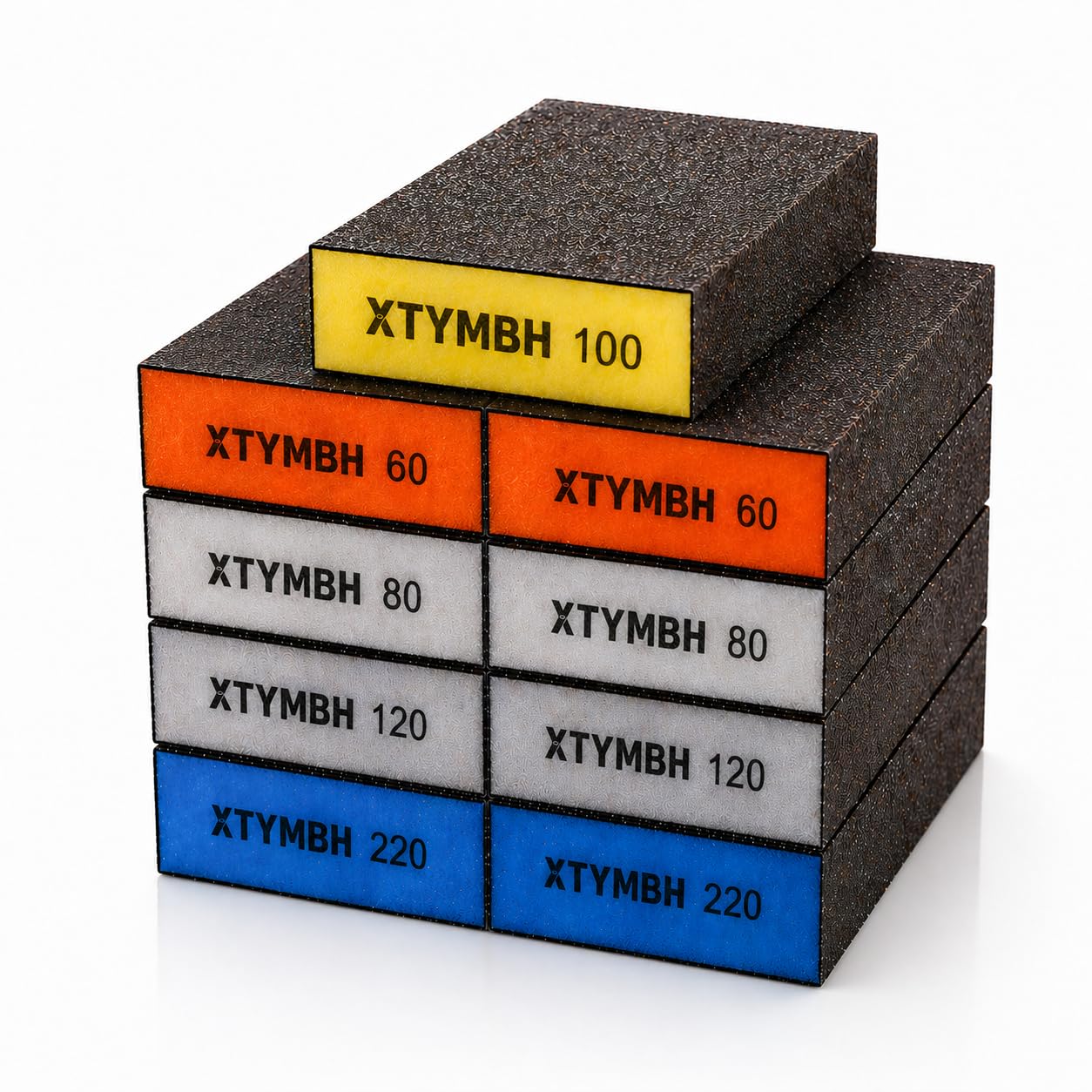XTYMBH 9 Pcs Sanding Blocks, Wet and Dry Sandpaper Block, 60/80/100/120/220 Grit Handmade Sandpaper Blocks, Washable and Reusable Sanding Sponge for Wood, Furniture, Metal and Drywall Polishing