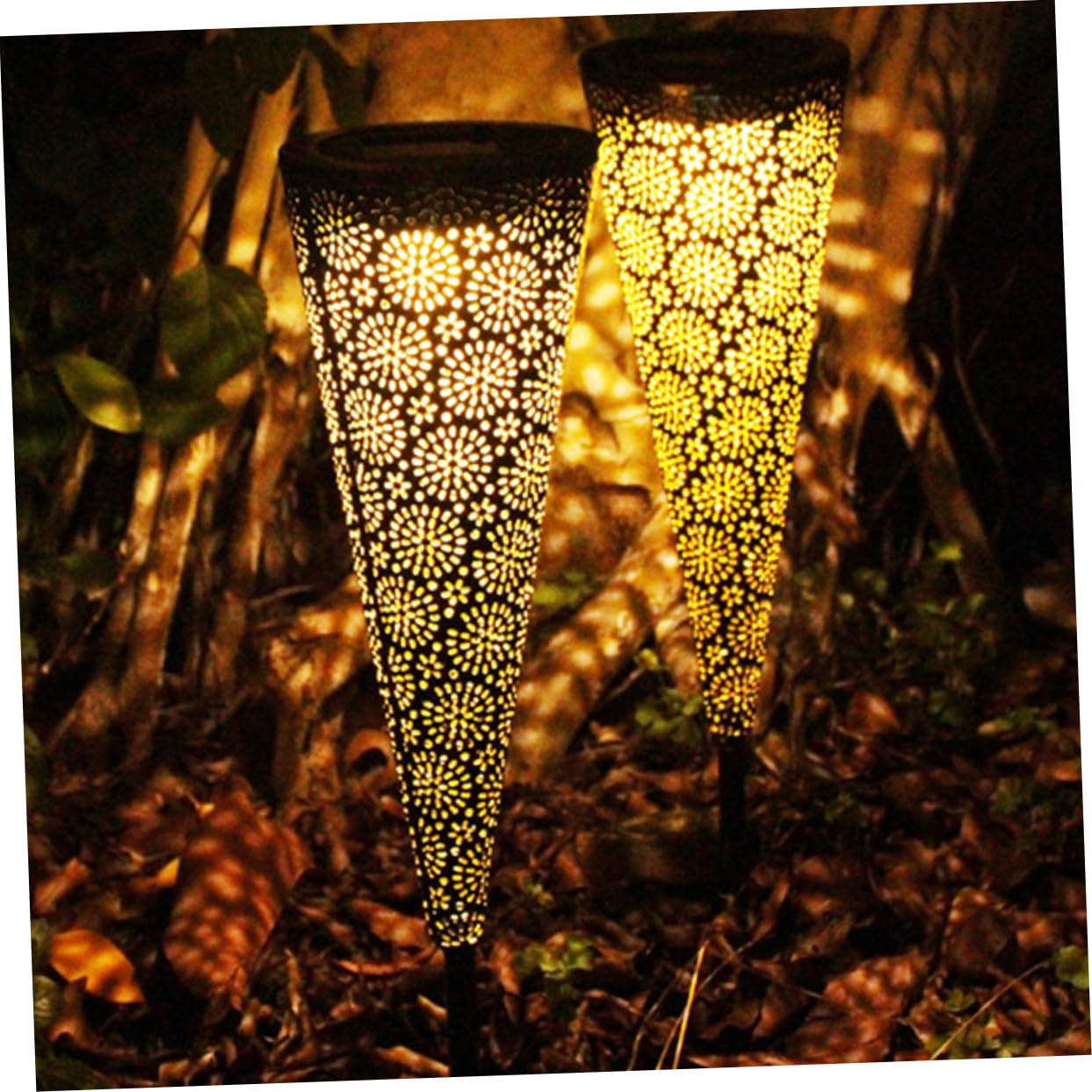 BESPORTBLE 1Pc Cone Shaped Hollow Solar LED Garden Light Decorative Lamp for Outdoor Use for Lawns Patios and Gardens Easy Installation Unique Design