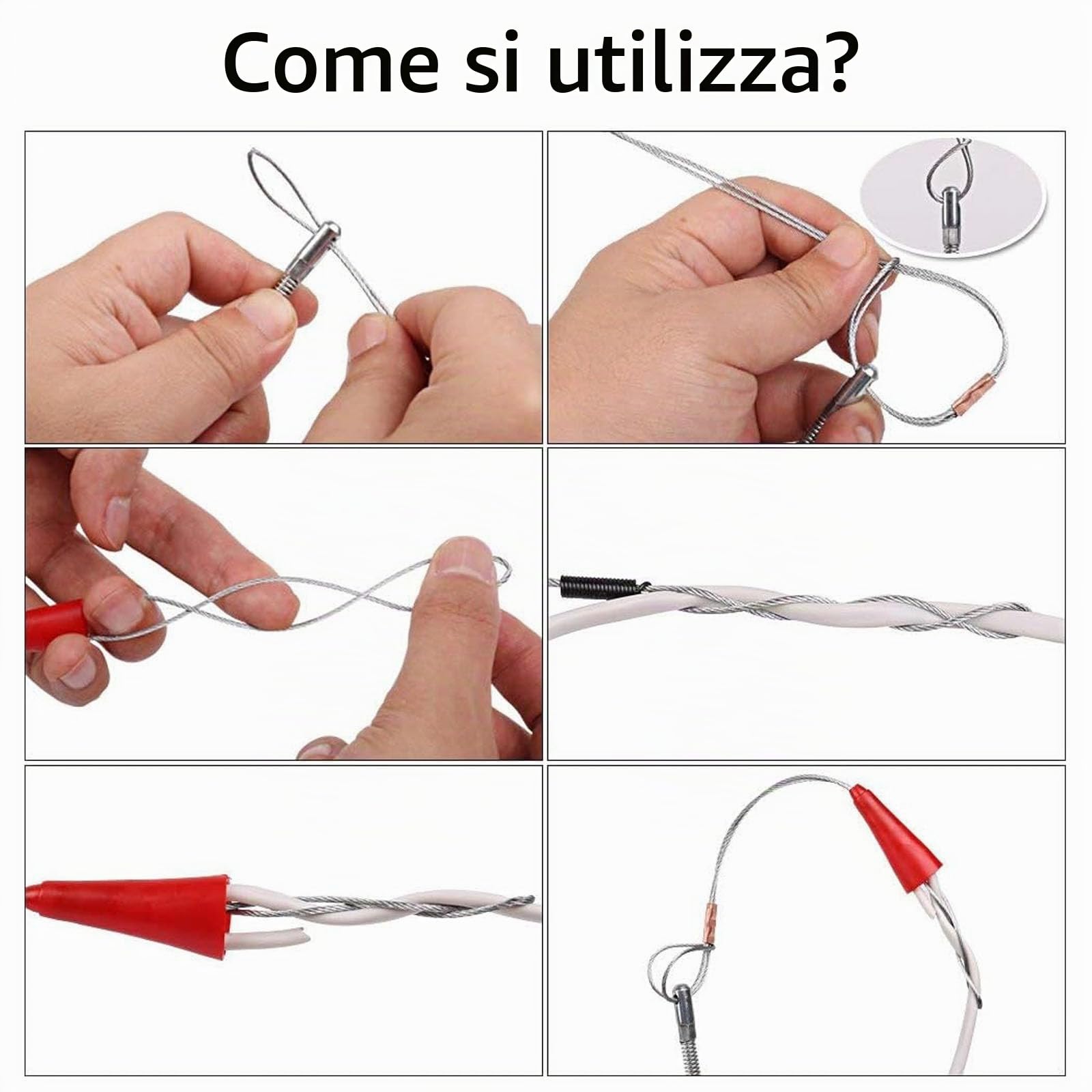Sonda Elettricista 20 m, φ 4 mm Sonda Tiracavi, Sonda Passacavi Molla, per la Posa di Cavi di Condotti Vuoti, Estrattore Cavi Per Cavi Elettricista