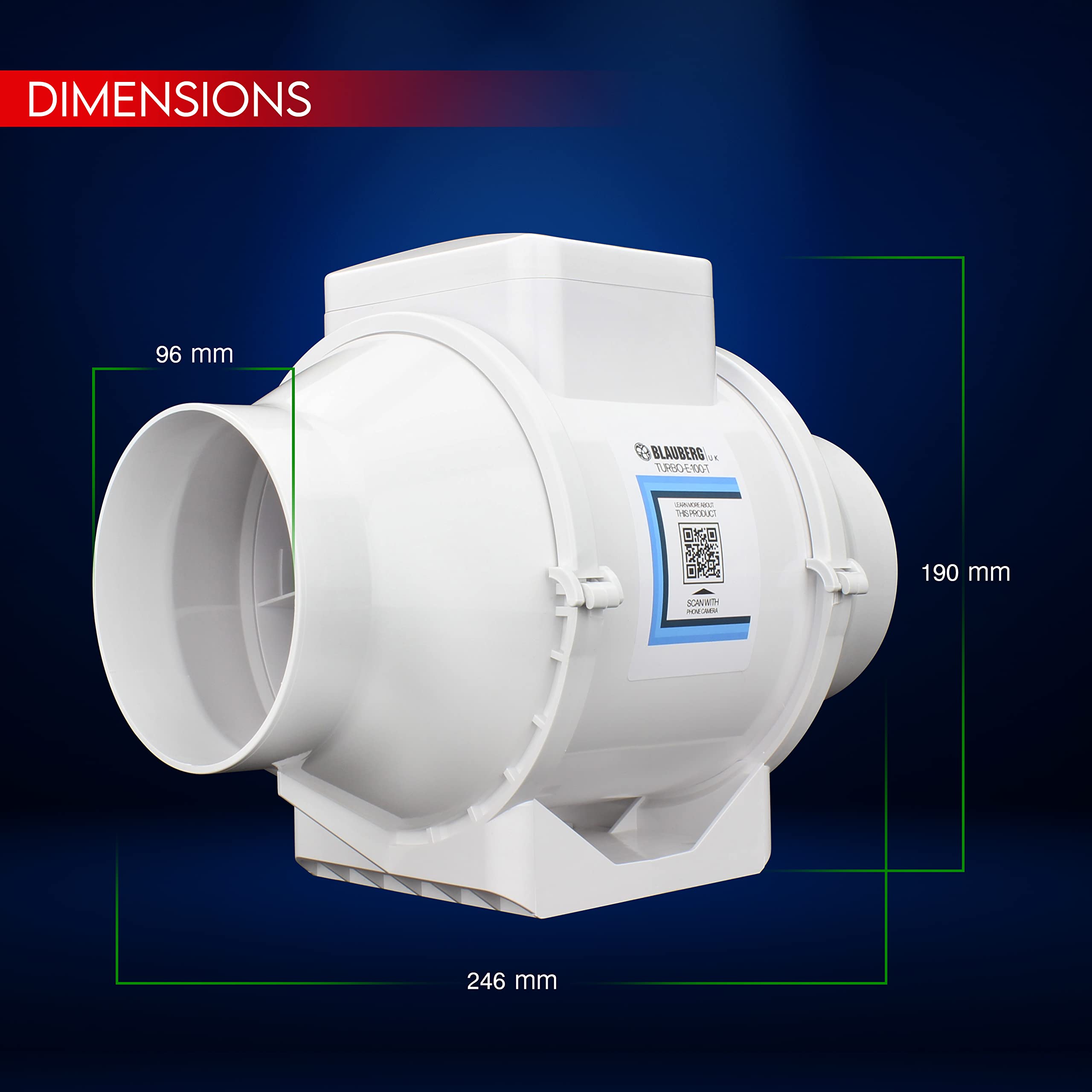 4 inch Loft Mounted Inline Shower Ceiling 100mm in Line Bathroom