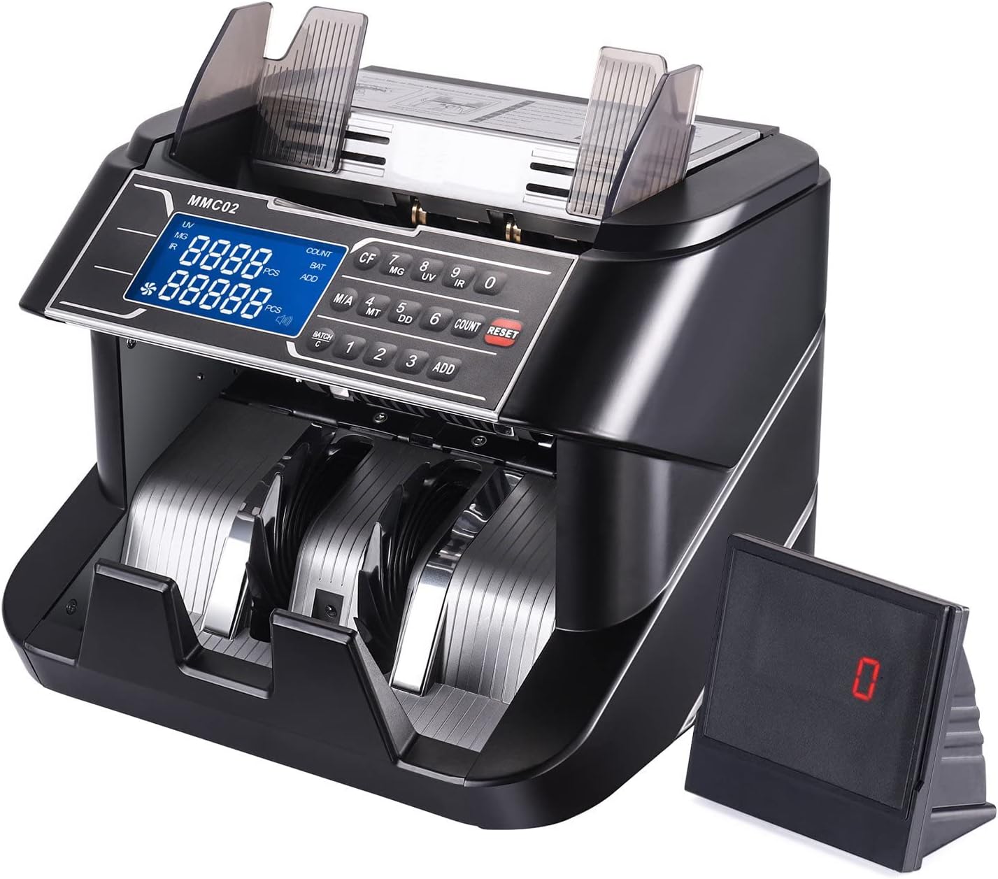 Money Counter with UV/MG/IR/DBL/HLF/CHN Counterfeit Detection - USA/EUR Business Grade with LED Display/Add/Batch Modes,1,000 Bills/Min-No Count Amounts