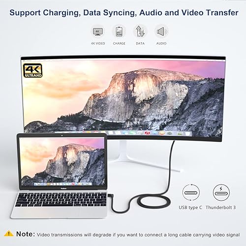 Miniatura 3 de Itramax Cable de extensión USB C en ángulo recto de 0.66 pies, tipo C 3.1 Gen2 (10 Gbps) macho a hembra, cable Thunderbolt 3 de 90 gradosen forma de