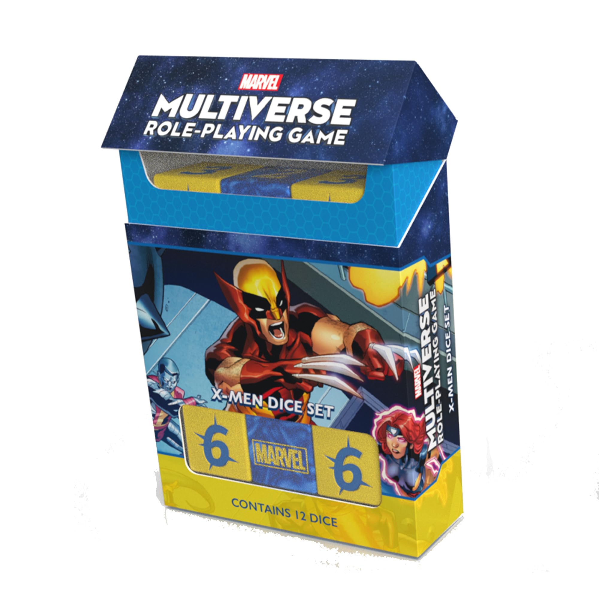 Marvel Multiverse RPG X-Men Dice Set - 12 Custom Acrylic Dice with X-Men Theme, Optimized for 616 Game Engine, Strategy Game for Kids & Adults, Ages