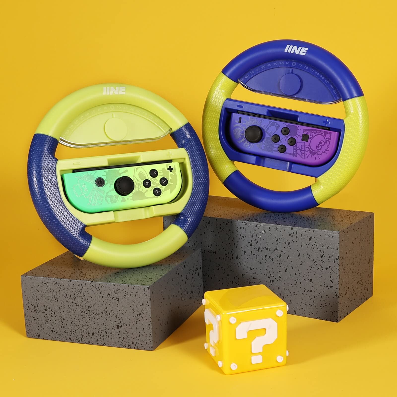 PSS Racing wheel controller grip compatible for Nin/tendo Switch Accessories steering wheels, Nin/tendo switch controller grip, Mario Kart 8 and Racing games (Blue/Yellow)