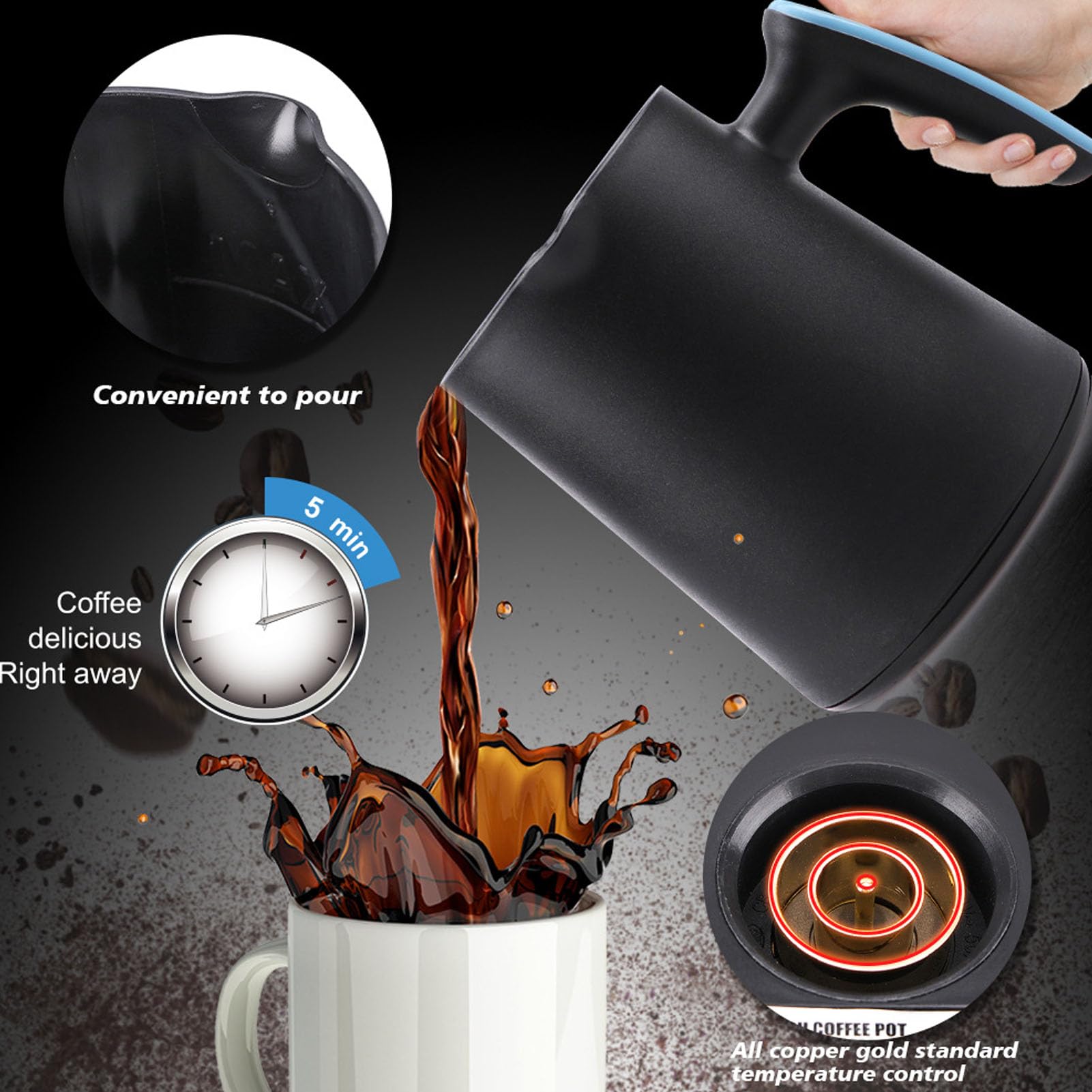 Ejoyous Machine à café Turque, 500 Ml de Kahve électrique Makinesi pour 4 Tasses de Cafetière à café Turc pour le thé Mocca, pour les Amoureux du Bureau de Voyage à Domicile